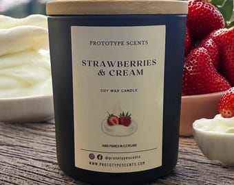 Strawberries & Cream Scented Candle - Hand Poured Candle