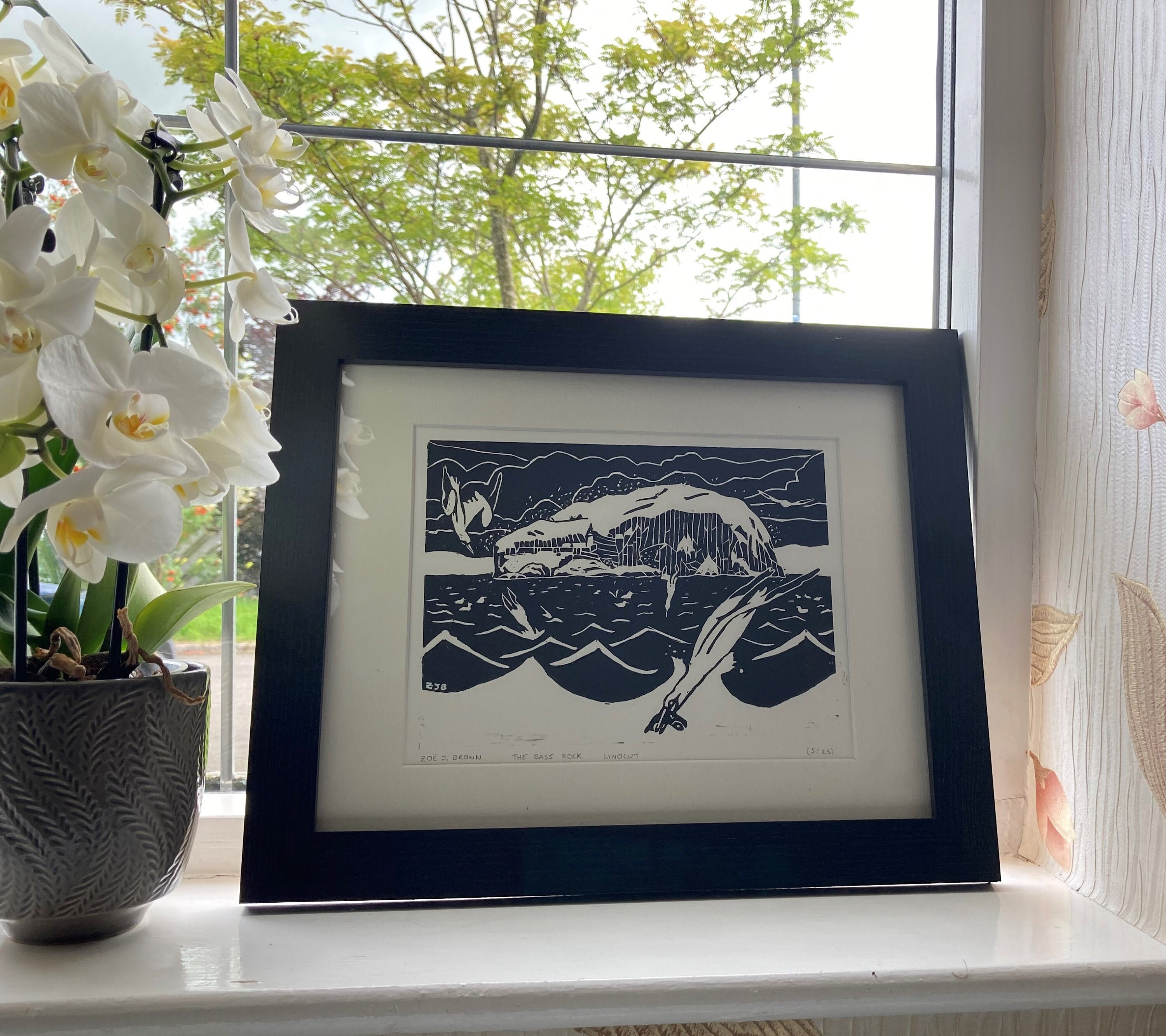 Bass Rock black Linocut East Lothian Scotland Etsy UK