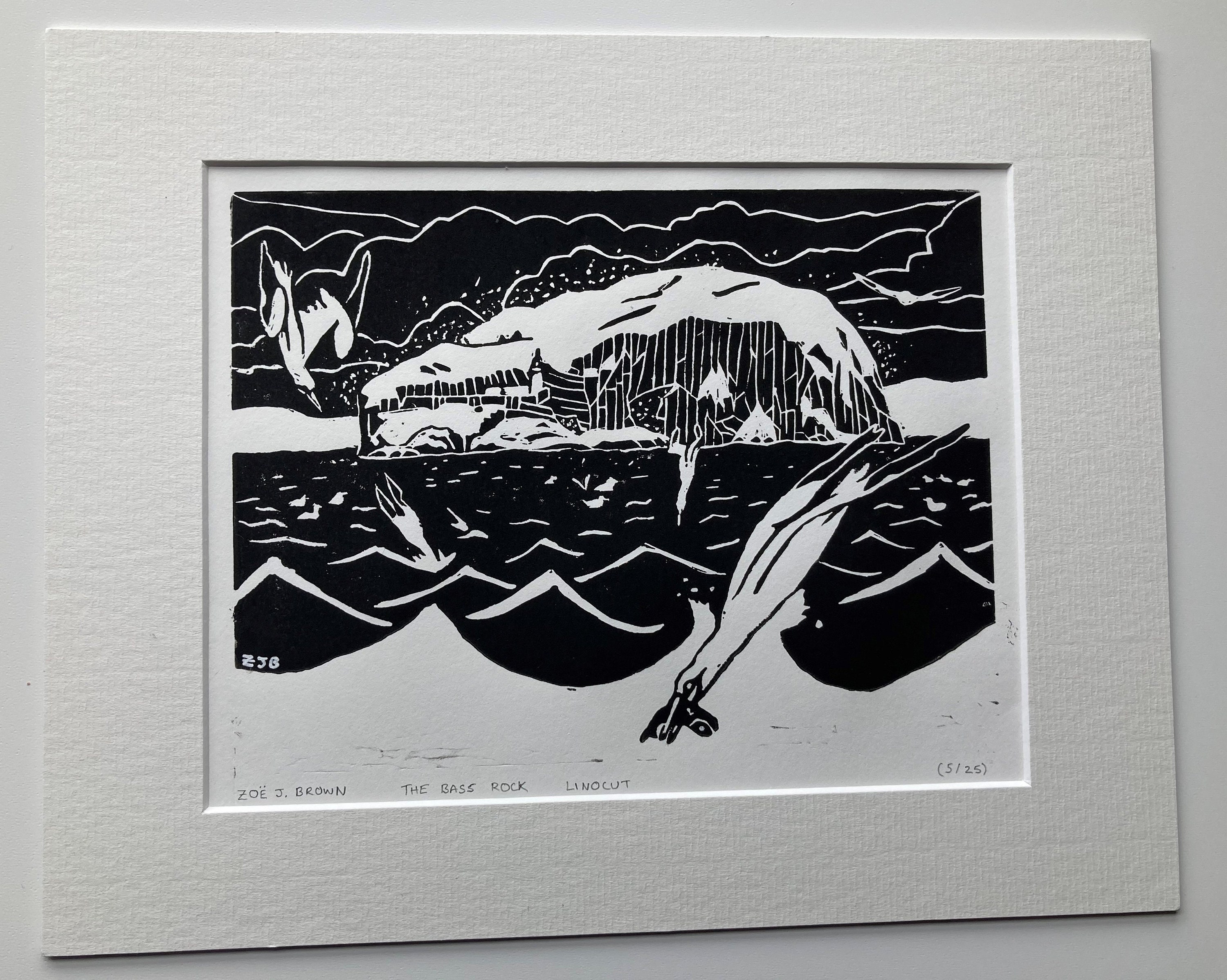 Bass Rock black Linocut East Lothian Scotland Etsy UK