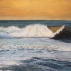 Beach Scene Pastel Painting Print “The Wave”