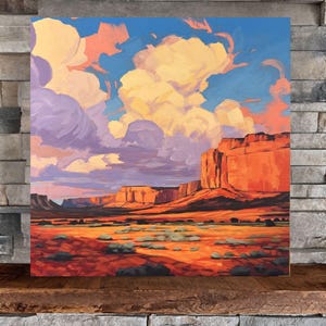 Southern Utah | Square Landscape Mounted Print, Sedona Mountains Colorful Landscape Painting | Jim Musil Painter