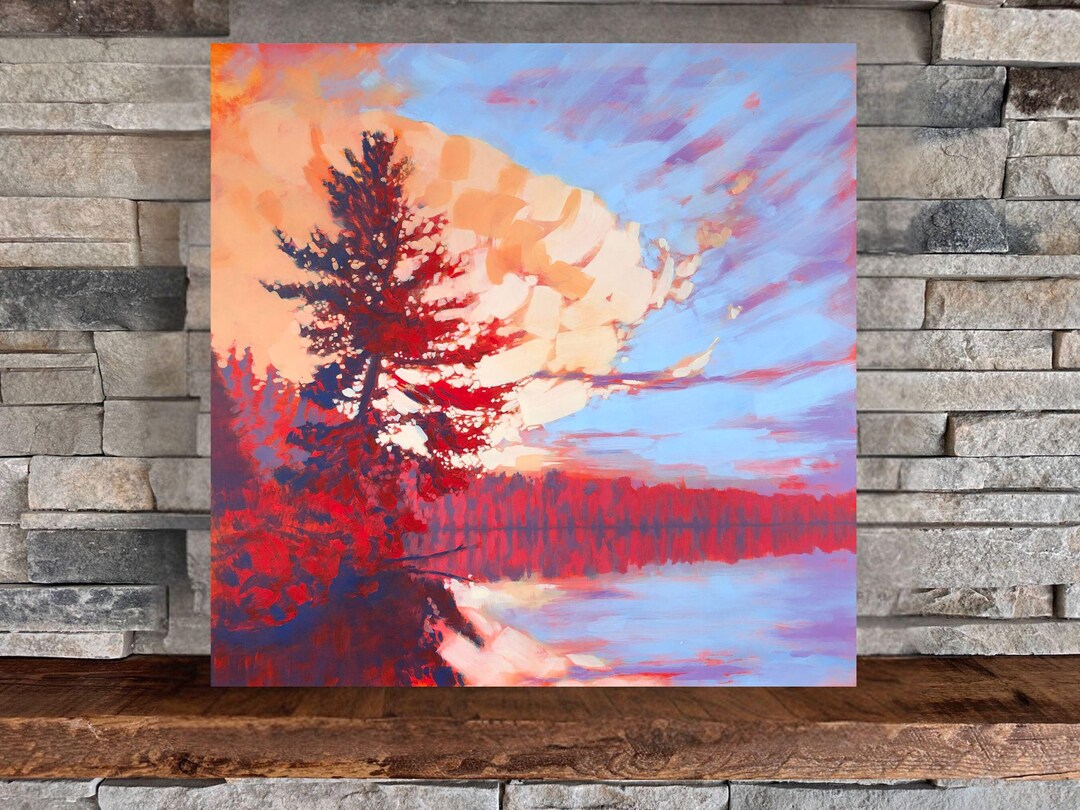 Nine Mile Lake | Square Landscape Mounted Print, Northwoods Forest Lake ...