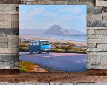 Morro Bay Drive | Square Landscape Mounted Print, Coastal Skies Colorful Landscape Painting | Jim Musil Painter
