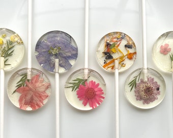 Edible Flower Lollipops, Floral Baby Shower Wedding Favors