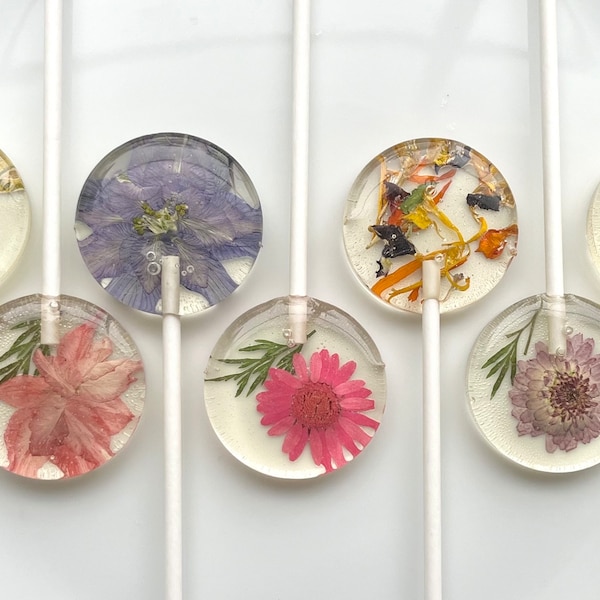 Edible Flower Lollipops, Floral Baby Shower Wedding Favors