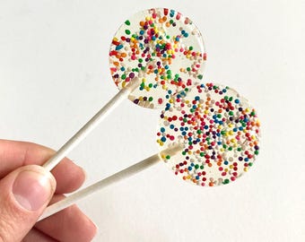 Rainbow Sprinkle Lollipops, Kids Birthday Party Favors