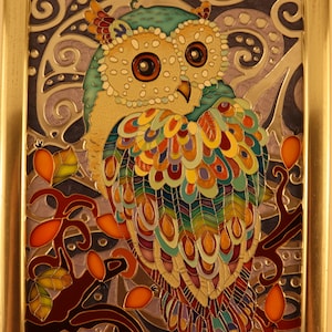 Snowy Owl, Stained Glass Painting by Mr.Hi!