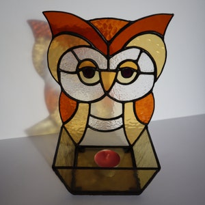 Honey Owl, Stained Glass Candle Holder by Mr.Hi!