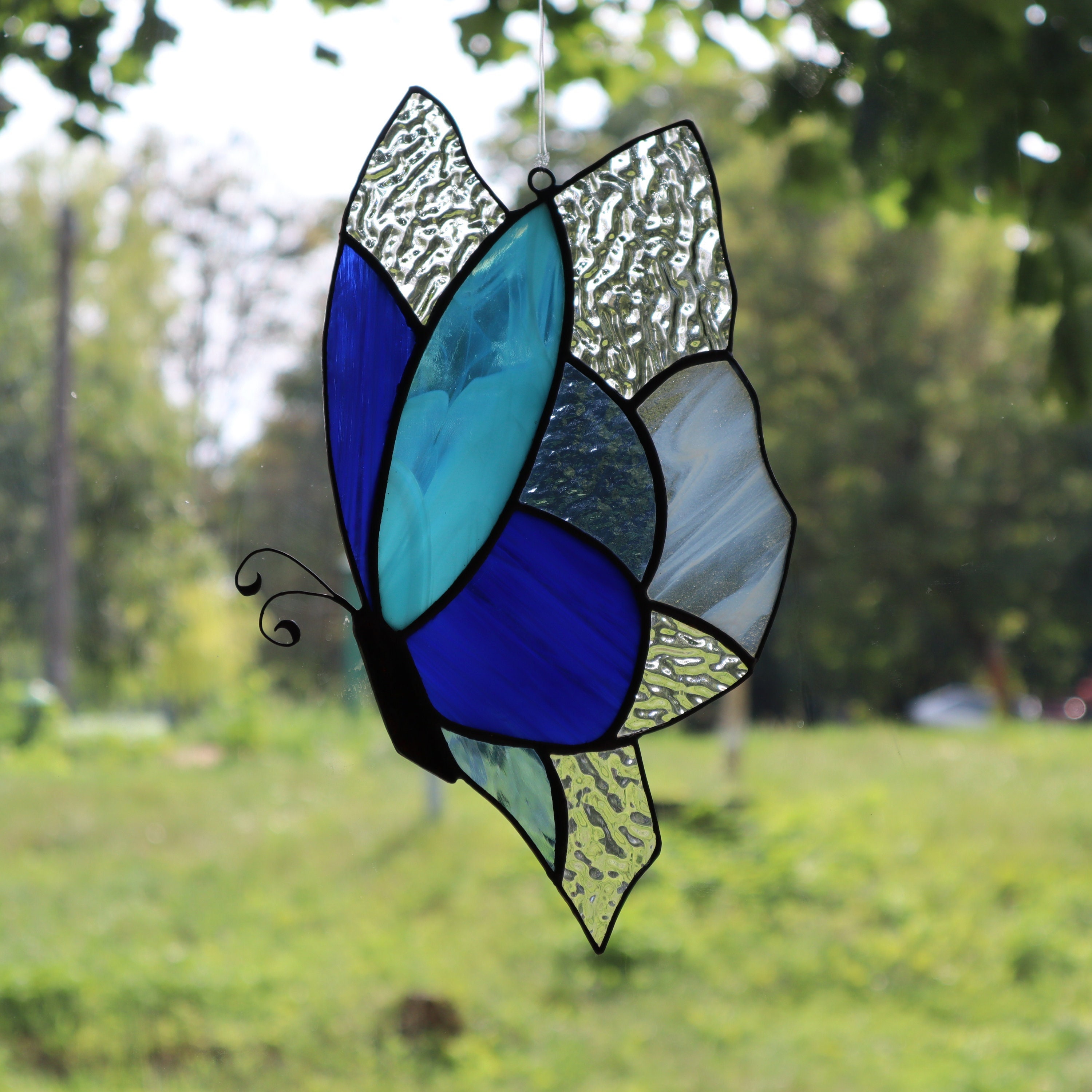 Blue Butterfly, Stained Glass Suncatcher by Mr.Hi!