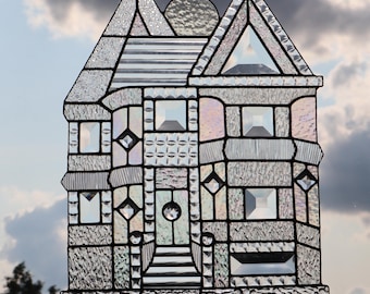 My Dream House, Old Victorian Style Home, Large Stained Glass Suncatcher by Mr.Hi!