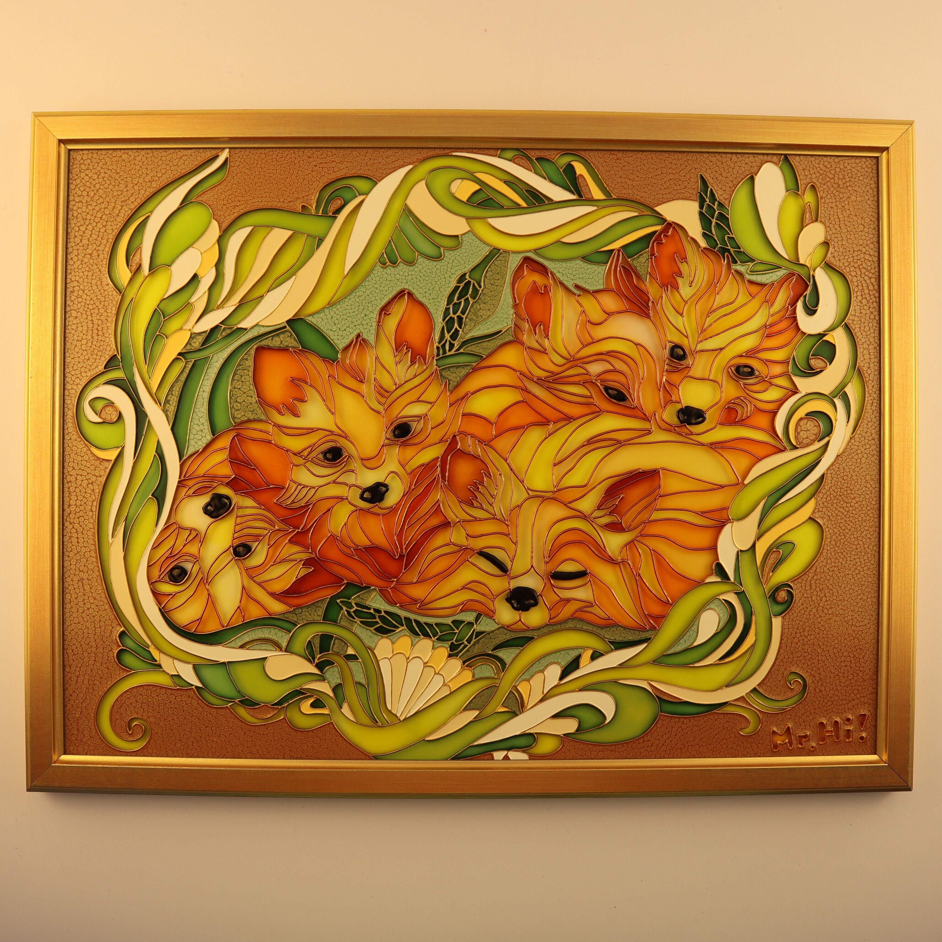 Red Fox Family, Stained Glass Painting by Mrhi - Etsy