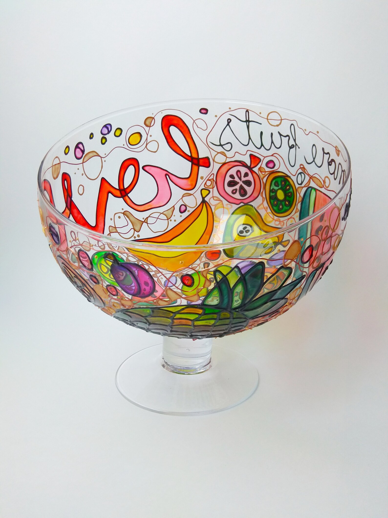 The Fruit Bowl Original Large Hand Painted Glass Bowl Art Etsy