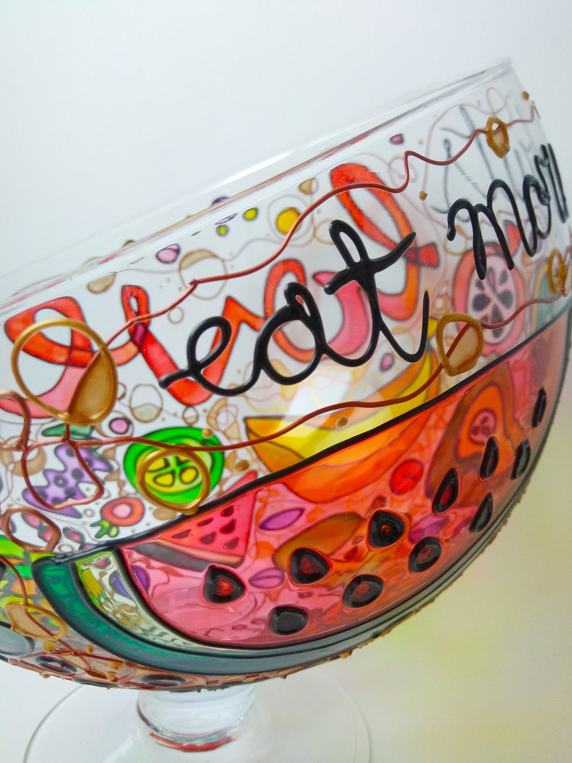The Fruit Bowl Original Large Hand Painted Glass Bowl Art Etsy