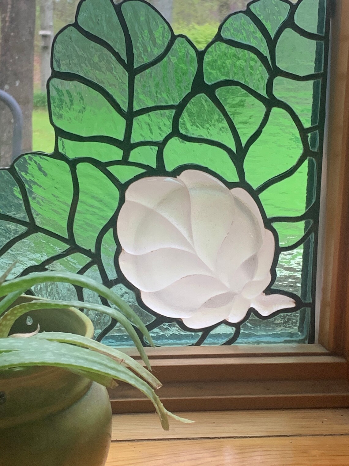 Stained Glass Corner Panel Leaf Panel Spring Leaves Etsy