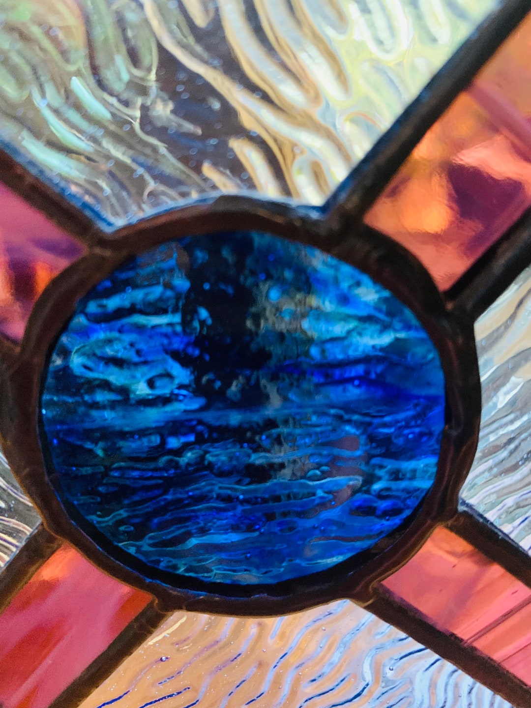 Stained Glass Panel Table Top Decor Glass Art Gift Etsy