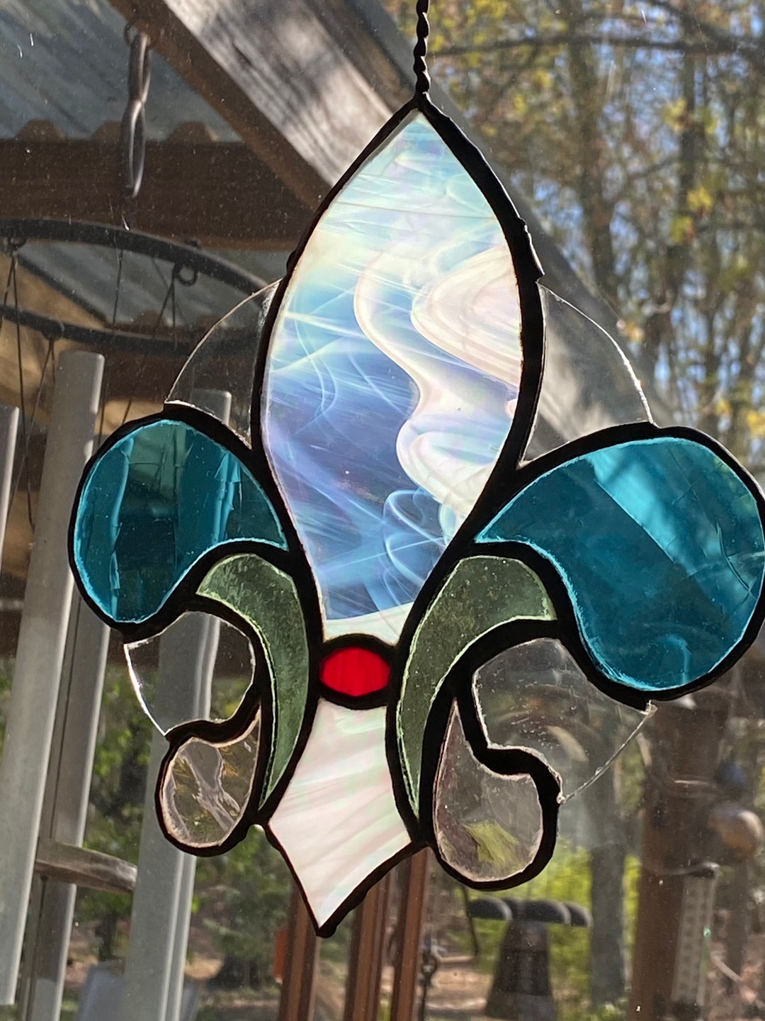 Stained Glass Fleur De Lis Suncatcher Etsy