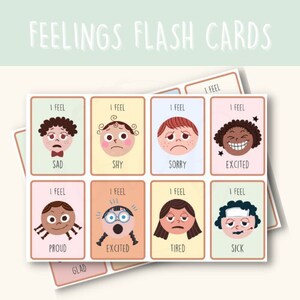 Tarjetas didácticas de sentimientos boho para niños imprimibles, Rincón tranquilo en el aula, Tarjetas didácticas de emociones - Imprimibles
