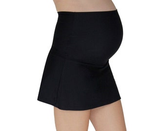 Mermaid Maternity® Fold Over Panel Maternity Swim Skirt With Attached Brief - Black