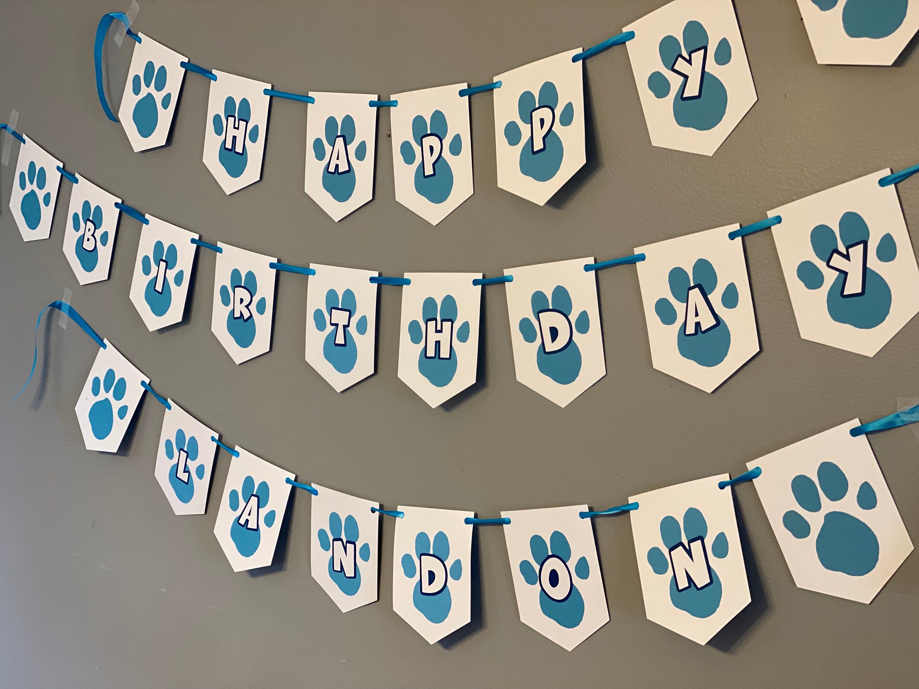 Paw Print Birthday Banner - Etsy