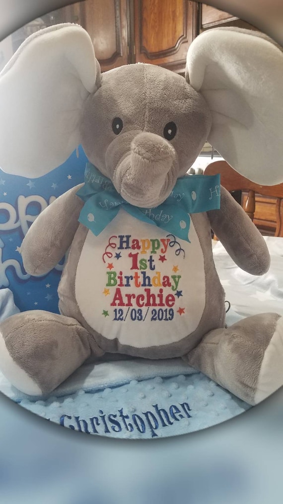 elephant personalised teddy