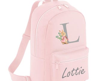 Personalised Children’s Mini Backpack – Bunny Rabbit Design | Custom Name Bag | Toddler Backpack | Gift for Kids