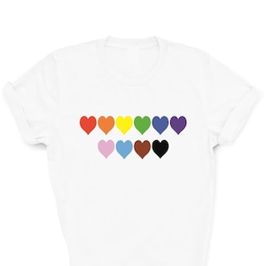 Pride Rainbow Hearts Line inclusive t shirt modern tee LGBT Pride Top Unisex  sm - xxxl