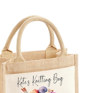 Personalized Wool Knitting Tote Bag: Custom Name Gift