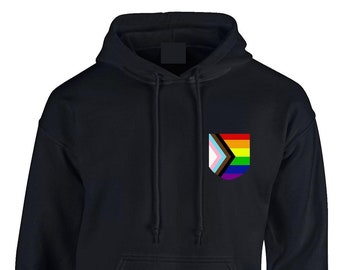 Pride Progress Pocket Hoodie, Fake Pocket Print, Regenbogen Hoodie, LGBTQ Hooded Top, modernes T-Shirt LGBT Pride Top Unisex Erwachsene sm - xxl