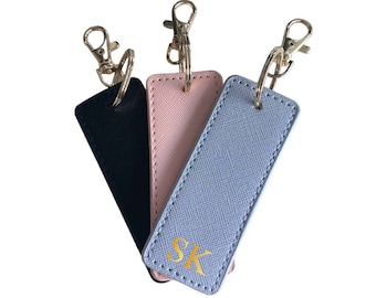 Personalized Monogram Keychain: Gold Initial Vegan Leather Keyring
