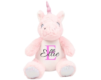 Peluche de unicornio personalizado: peluche suave, regalo con nombre personalizado