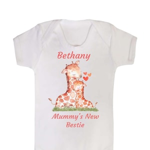 Personalized Giraffe Baby Vest: Mummy & Baby Cotton Bodysuit