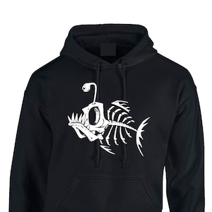 Skeleton fish Hoodie Unusual fishing skull Design Hoody