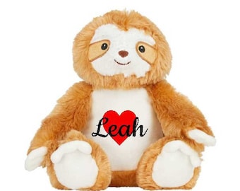 Personalized Plush Sloth Teddy Bear: Custom Name Gift