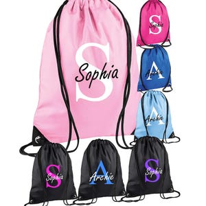 Sac à cordon personnalisé avec monogramme initial et nom, kit d'éducation physique, salle de sport, sac de natation garçons, filles, sac personnalisable pour crèche, école