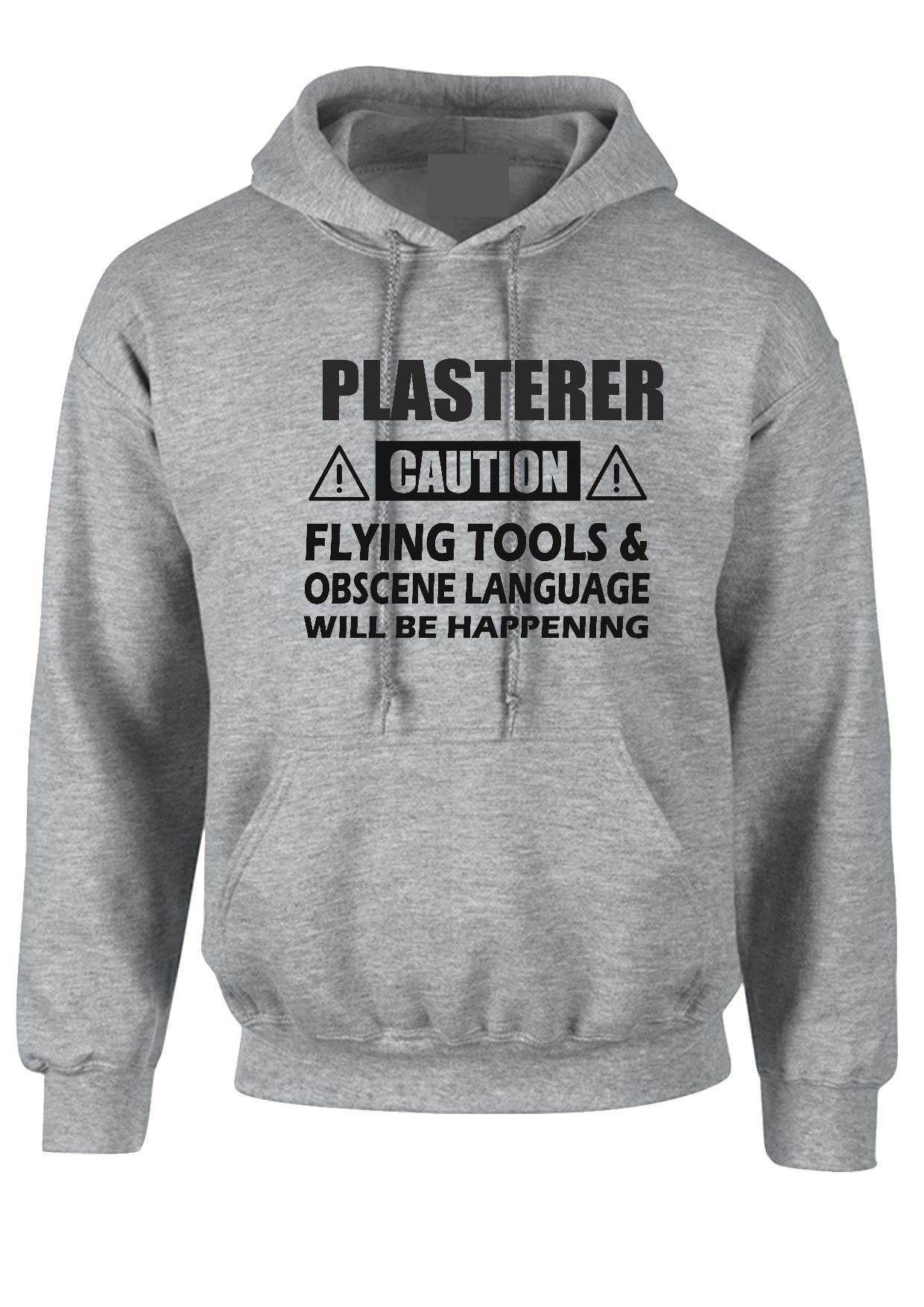 Image of Caution Plumber Hoodie Tradesman, Worker Funny Plumb Adult Mens Hoody