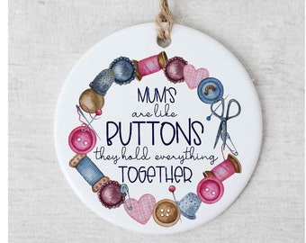 Ceramic Mum Ornament, Like Buttons