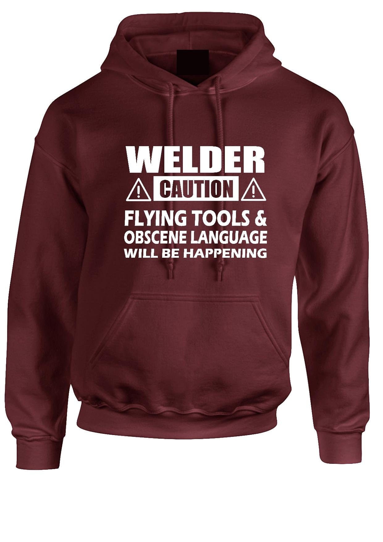 Image of Caution Welder Hoodie Tradesmen, Worker Funny Welders Adult Mens Unisex Hoody