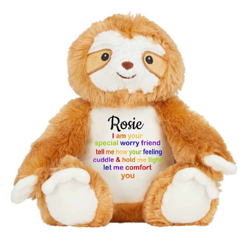 Adhd Sloth Personalised Sloth Worry Bear, Soft Plush Sloth Stress & Anxiety Relief ...