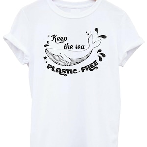Keep the Sea Plastic Free T-Shirt Whale Tee Enviromental Protect the Ocean T Shirt 画像 4