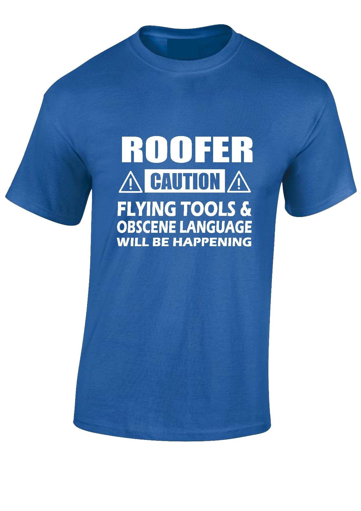 Image of Caution Roofer T-Shirt Tradesmen, Worker Funny Roof Adult Mens Unisex Sm -xxxl