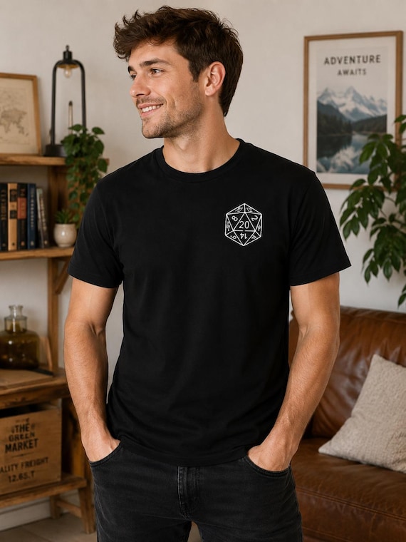 D20 Dice T Shirt, RPG Gamer Tee, Tabletop Gaming Shirt, Dungeons and Dragons Inspired Tee, Dice Lover Gift, Geek T Shirt
