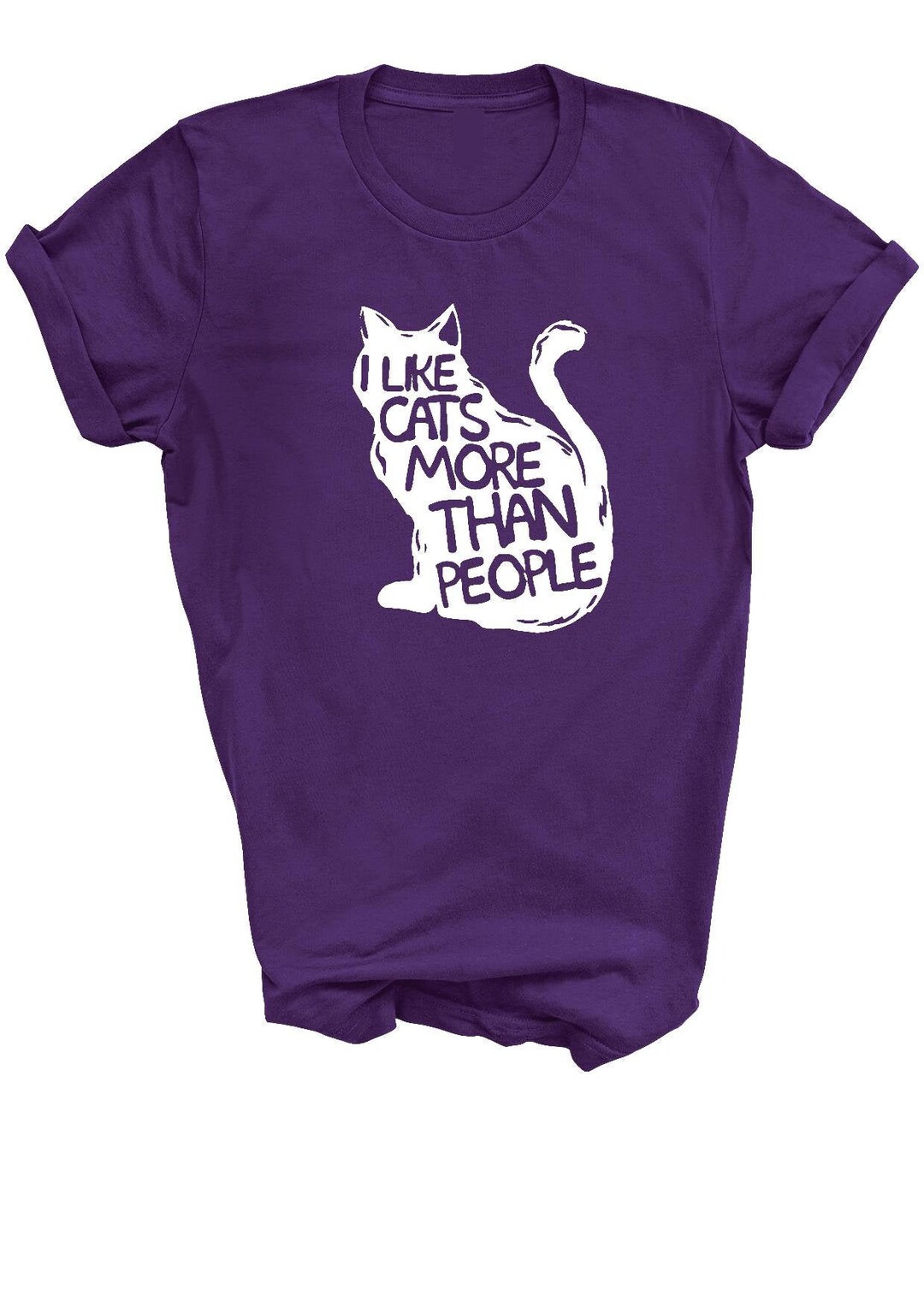 I Like Cats More Than People T-shirt Animal Lover Cat Lady Adult SM ...