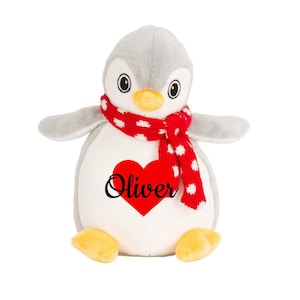 Personalised Penguin, Christmas Teddy, Soft Teddy Bear Plush, Personalised gift, Christmas Penguin, Gift, Baby,Child, Adult
