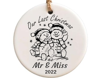 Personalized Our Last Christmas Ceramic Ornament: Snowman Keepsake Gift
