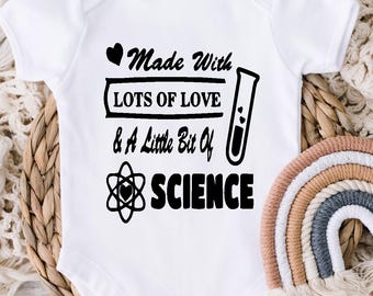 Strój dla dziecka z in vitro, body Science Baby, prezent dla dziecka z in vitro, kombinezon dla dziecka Fertility Journey, ogłoszenie Miracle Baby
