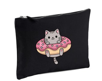 Kawaii Cat & Donut Small Coin Purse Japanese Anime Cute Kitty Kat Manga