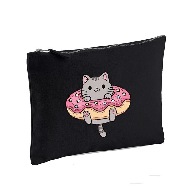 Kawaii Cat & Donut Small Coin Purse Japanese Anime Cute Kitty Kat Manga