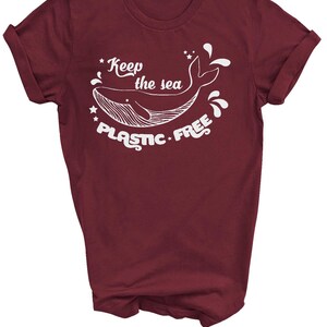 Keep the Sea Plastic Free T-Shirt Whale Tee Enviromental Protect the Ocean T Shirt 画像 3