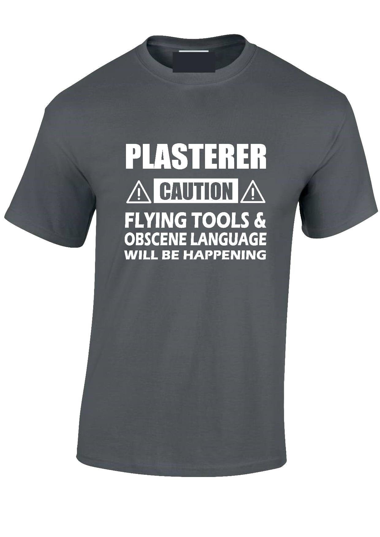 Image of Caution Plasterer T-Shirt Tradesmen, Worker Funny Adult Mens Unisex Sm -xxxl