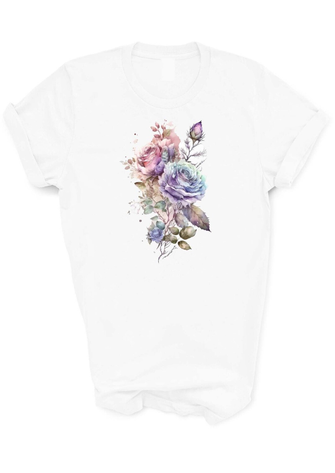 Boho Roses Tshirt, Fresh Summer Tshirt, Vibrant Coloured Roses Top